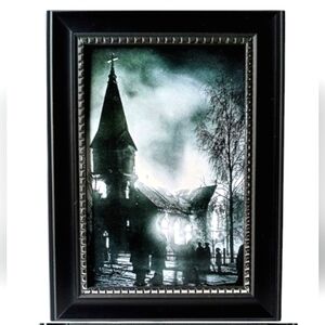 Vintage Burning Chruch Occult Gothic Halloween Gothic Goth Retro Oddy Dark Photo